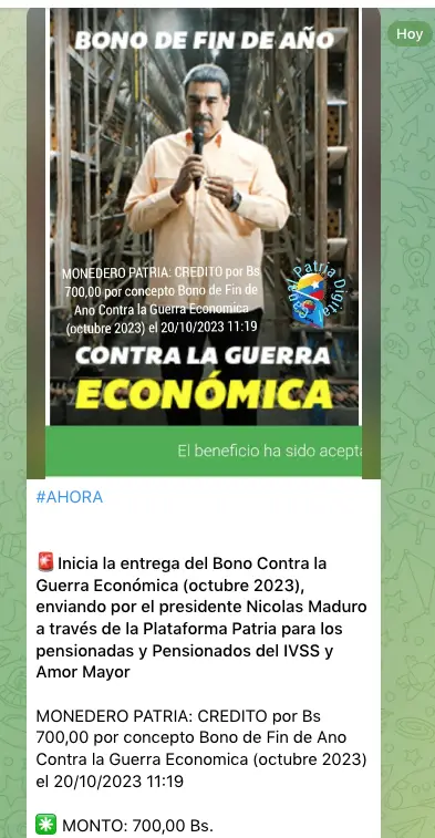 Pagan bono en la Patria de 20 quiénes lo reciben