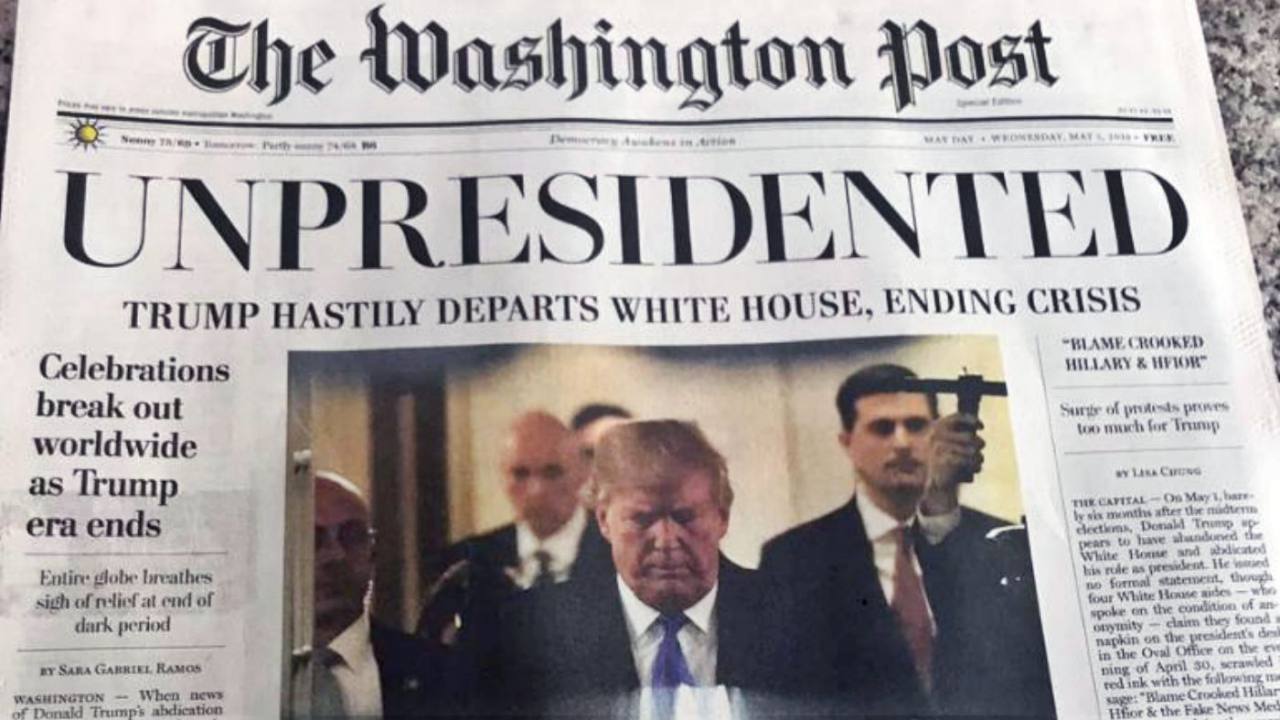 Circuló falsa edición del Washington Post informando renuncia de Trump