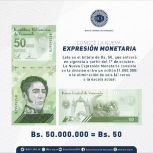 Expresión monetaria billete de 50 bolívares
