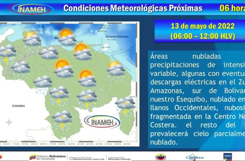  Inameh prevé este viernes 13M inestabilidad atmosférica en parte del país