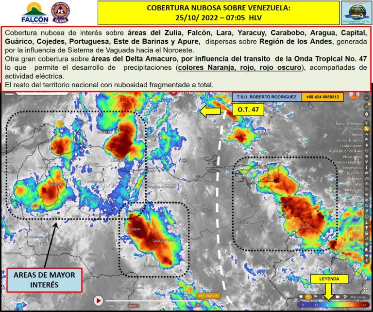 Onda tropical 47 generará lluvias en Falcón este miércoles y jueves