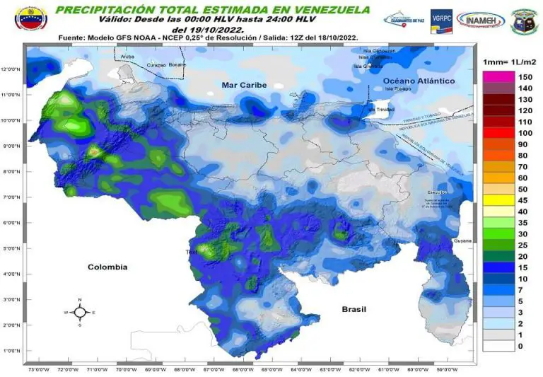 Inameh prevé este #19Oct lluvias en gran parte del país