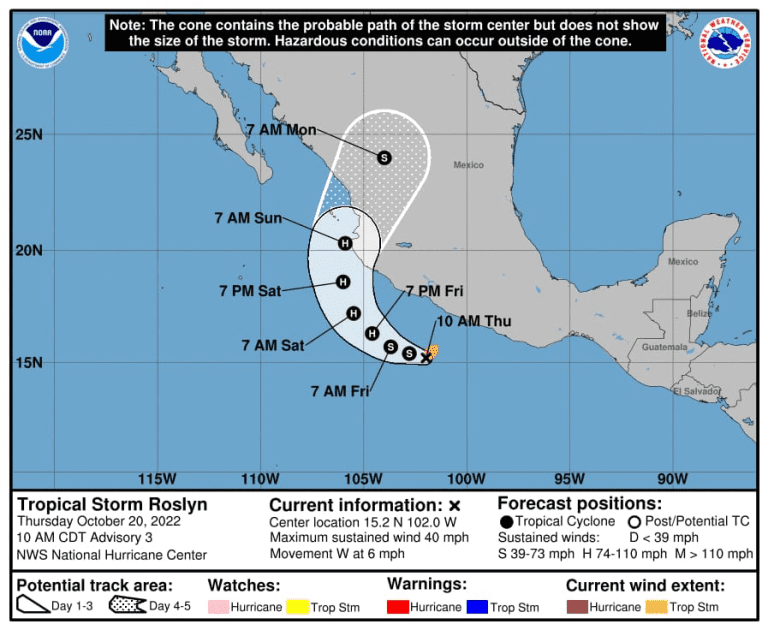 Roslyn, la tormenta que se forma en el Pacífico mexicano