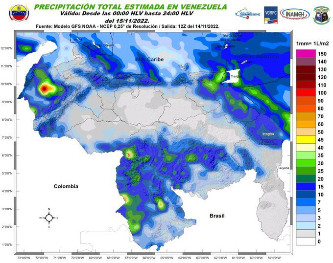 Pronóstico 15Nov: Nubosidad y lluvias en 6 regiones