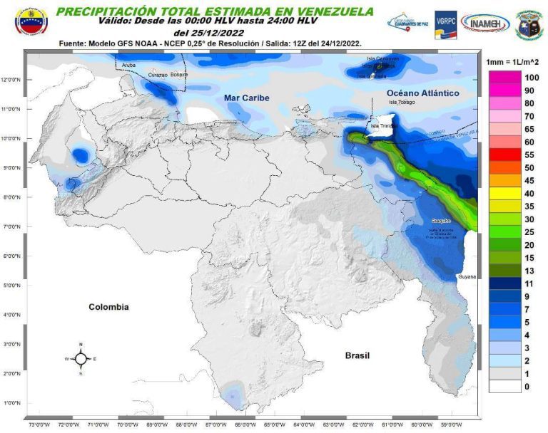 Pronóstico Inameh: baja probabilidad de lluvias este 25-Dic