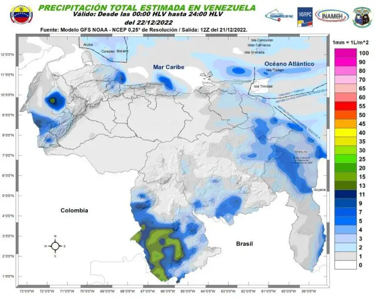 Inameh pronostica lluvias en algunas zonas del país