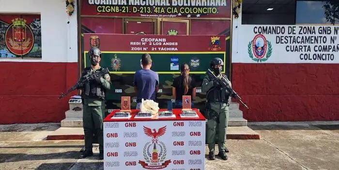 Detienen a pareja con cocaína en el Táchira.