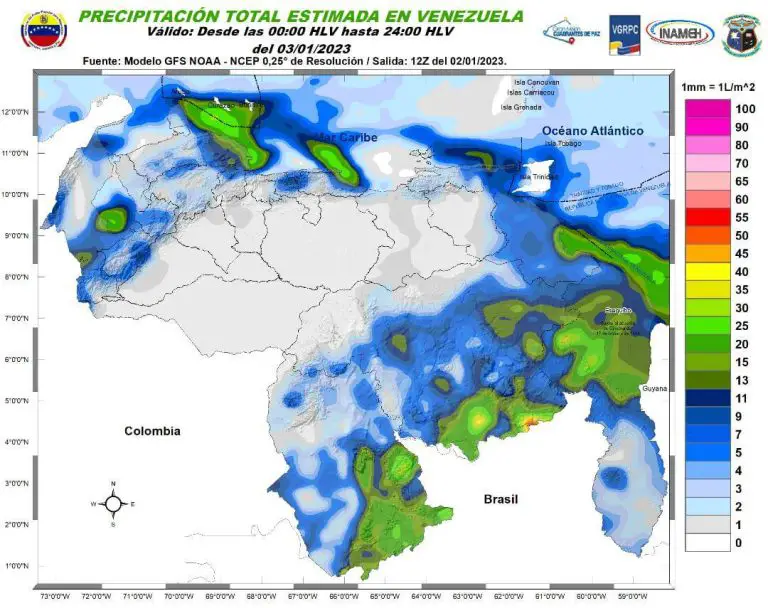 Pronóstico Inameh: Lluvias en varias zonas del país