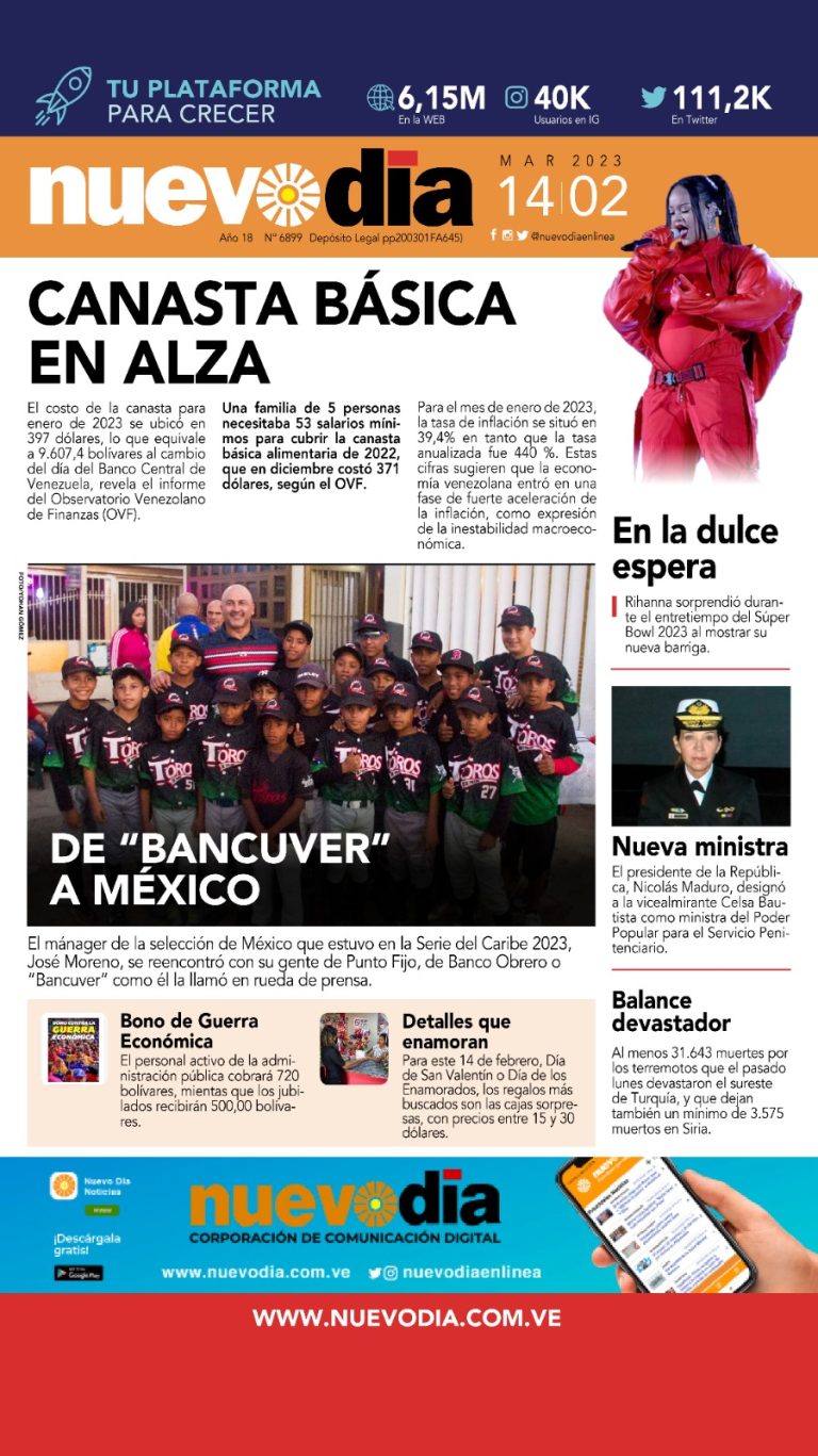 Portada martes 14 de febrero de 2023