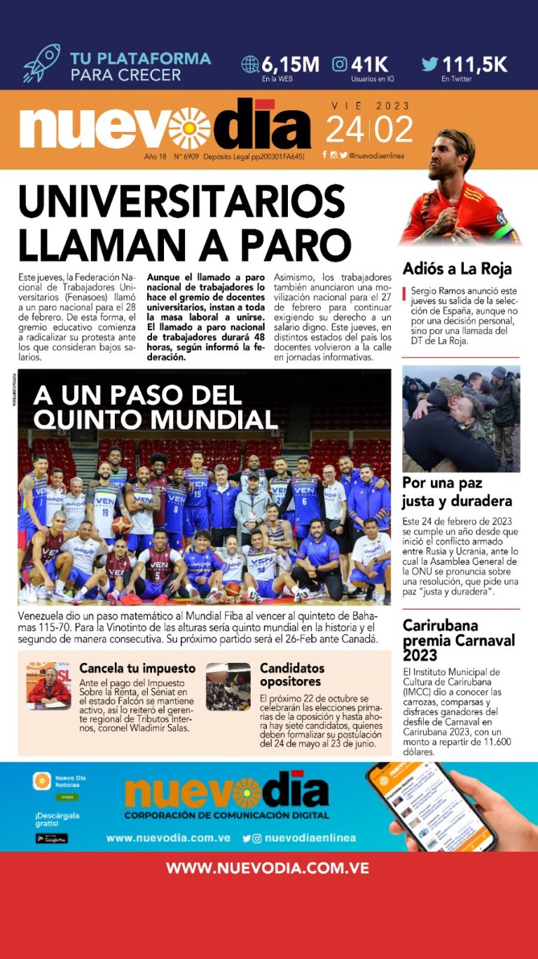 Portada viernes 24 de febrero de 2023