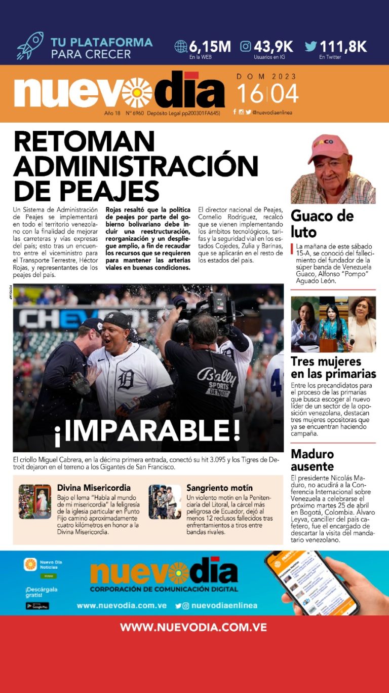 Portada domingo 16 de abril de 2023