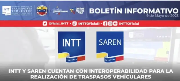 INTT y Saren interfuncionan para traspasos de vehículos