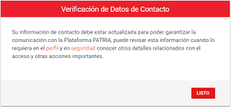 Perfil de verificación en la Patria, revísalo y cobra tus bonos