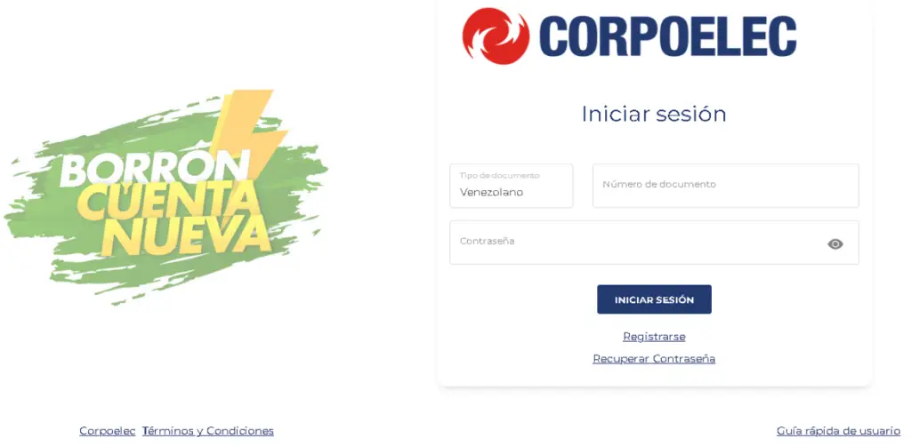 Borrón y Cuenta Nueva de Corpoelec: registro en 4 pasos