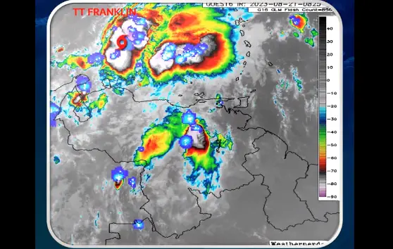 Tormenta Franklin genera lluvias en Falcón, este #21Agos