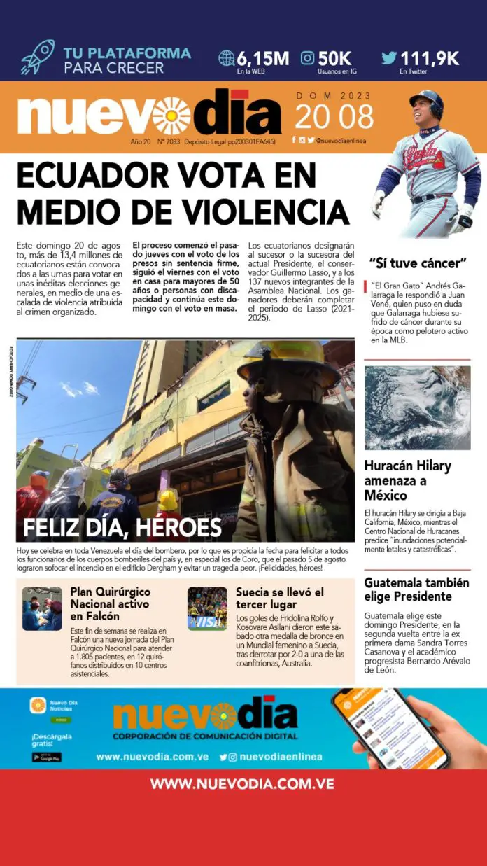 Portada domingo 20 de agosto de 2023