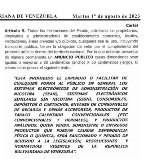 Prohibición de vapers en Venezuela + Gaceta