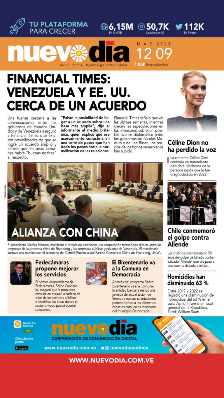 Portada martes 12 de septiembre de 2023