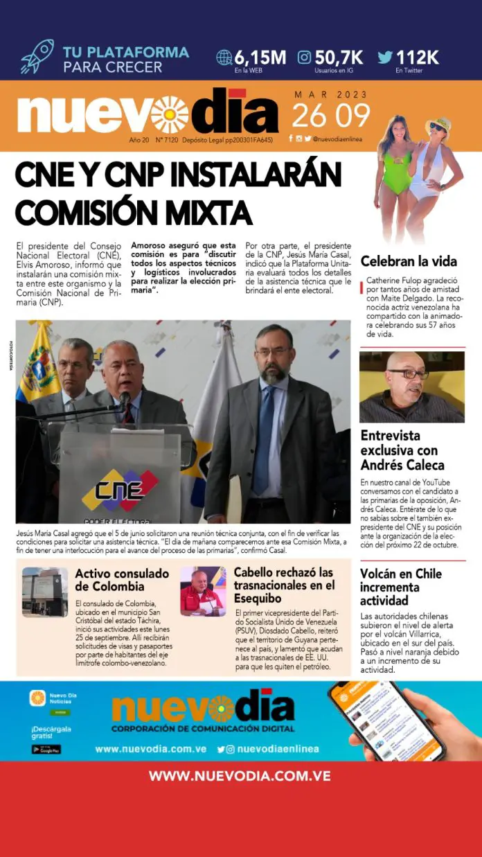 Portada martes 26 de septiembre de 2023