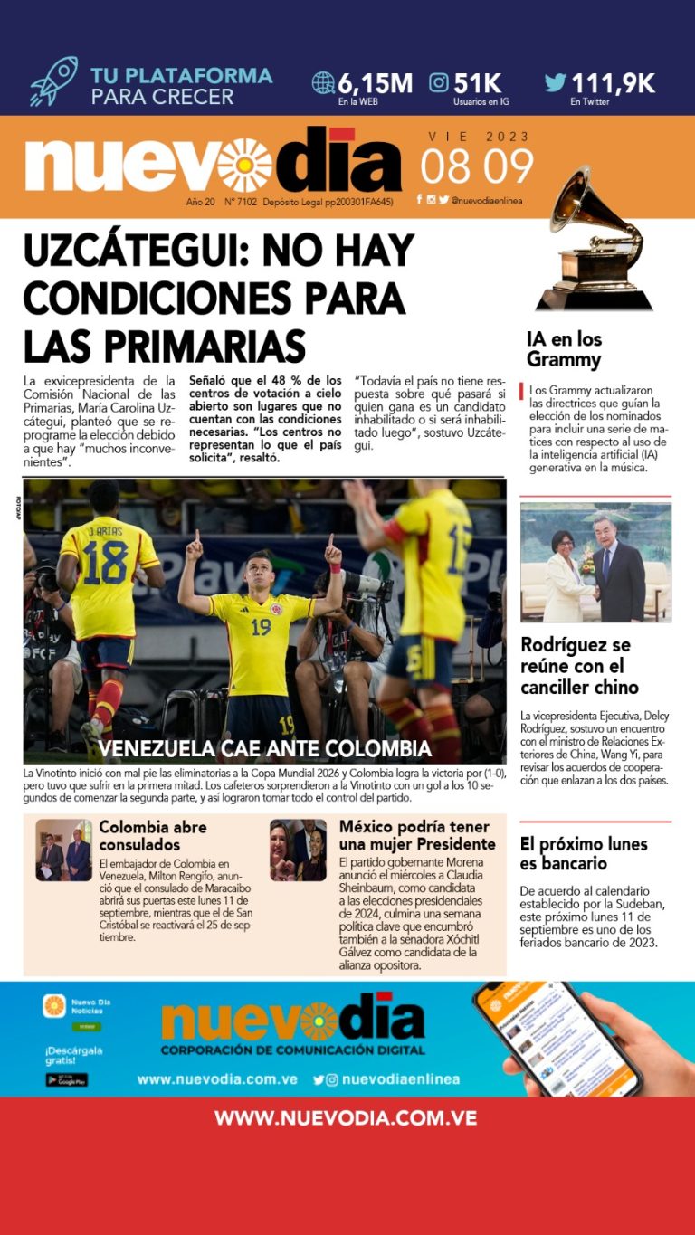 Portada viernes 8 de septiembre de 2023