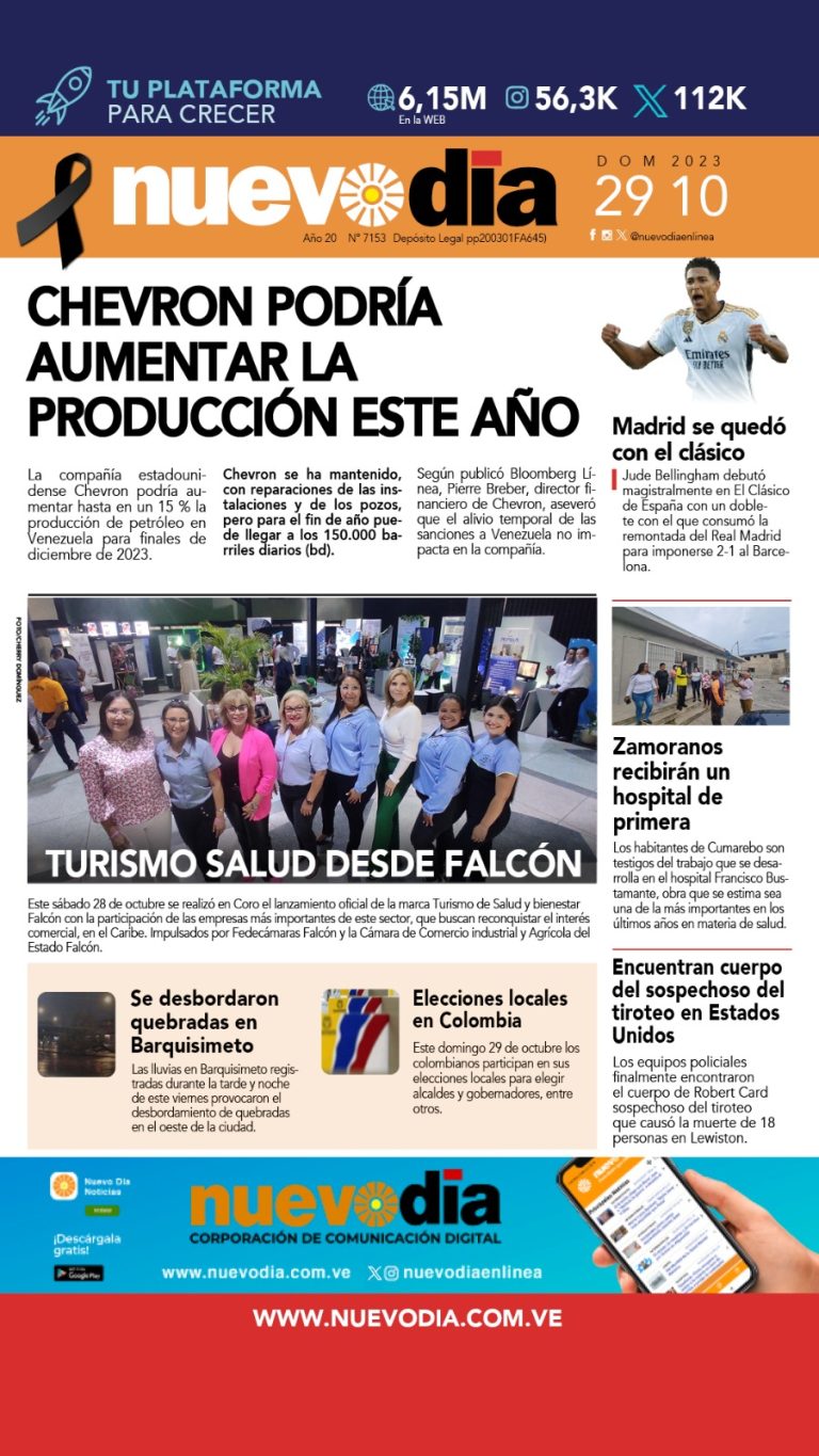 Portada domingo 29 de octubre de 2023