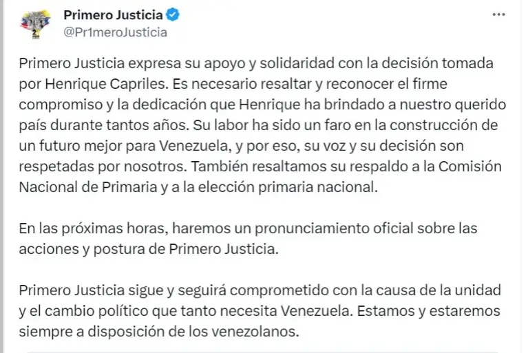 primero justicia respondió