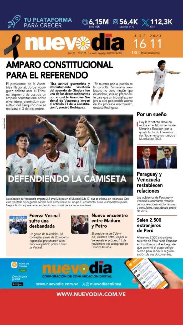 Portada jueves 16 de noviembre de 2023