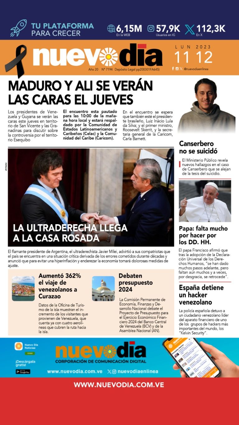 Portada lunes 11 de diciembre de 2023