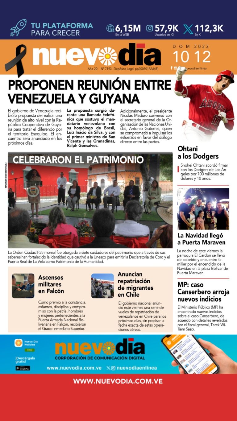 Portada domingo 10 de diciembre de 2023