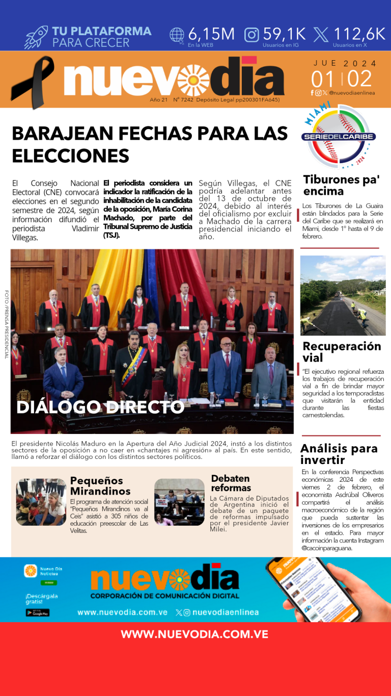 Portada jueves 01 de febrero de 2024