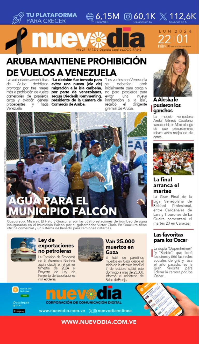 Portada lunes 22 de enero de 2024