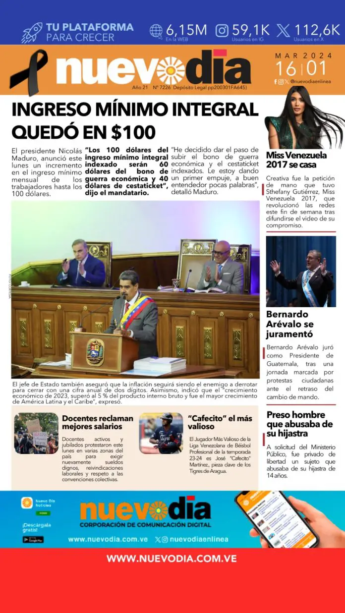 Portada martes 16 de enero 2024