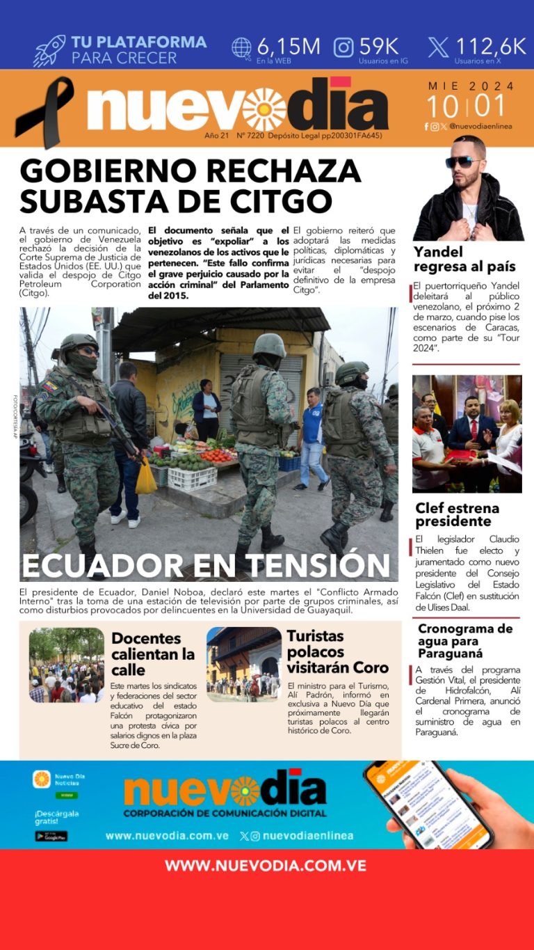 Portada miércoles 10 de enero de 2024