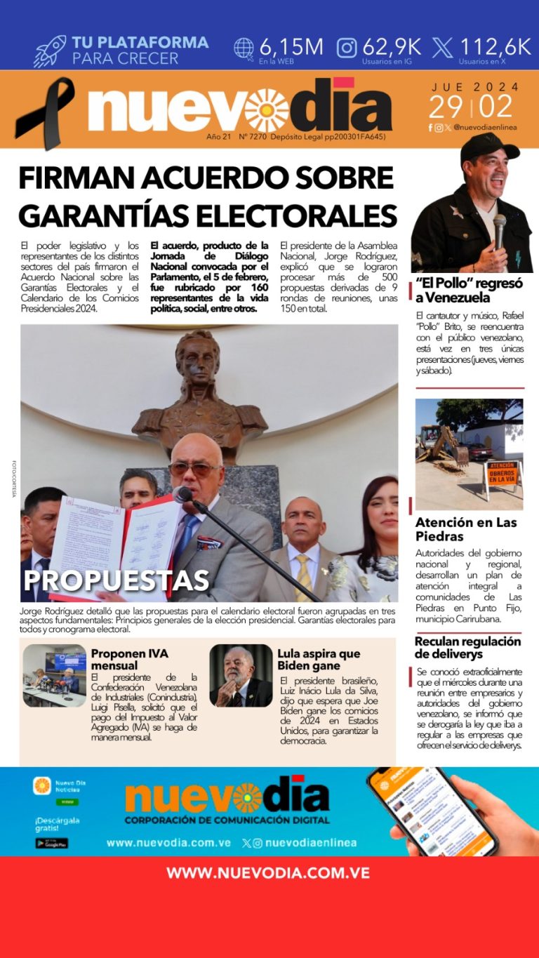 Portada jueves 29 de febrero de 2024