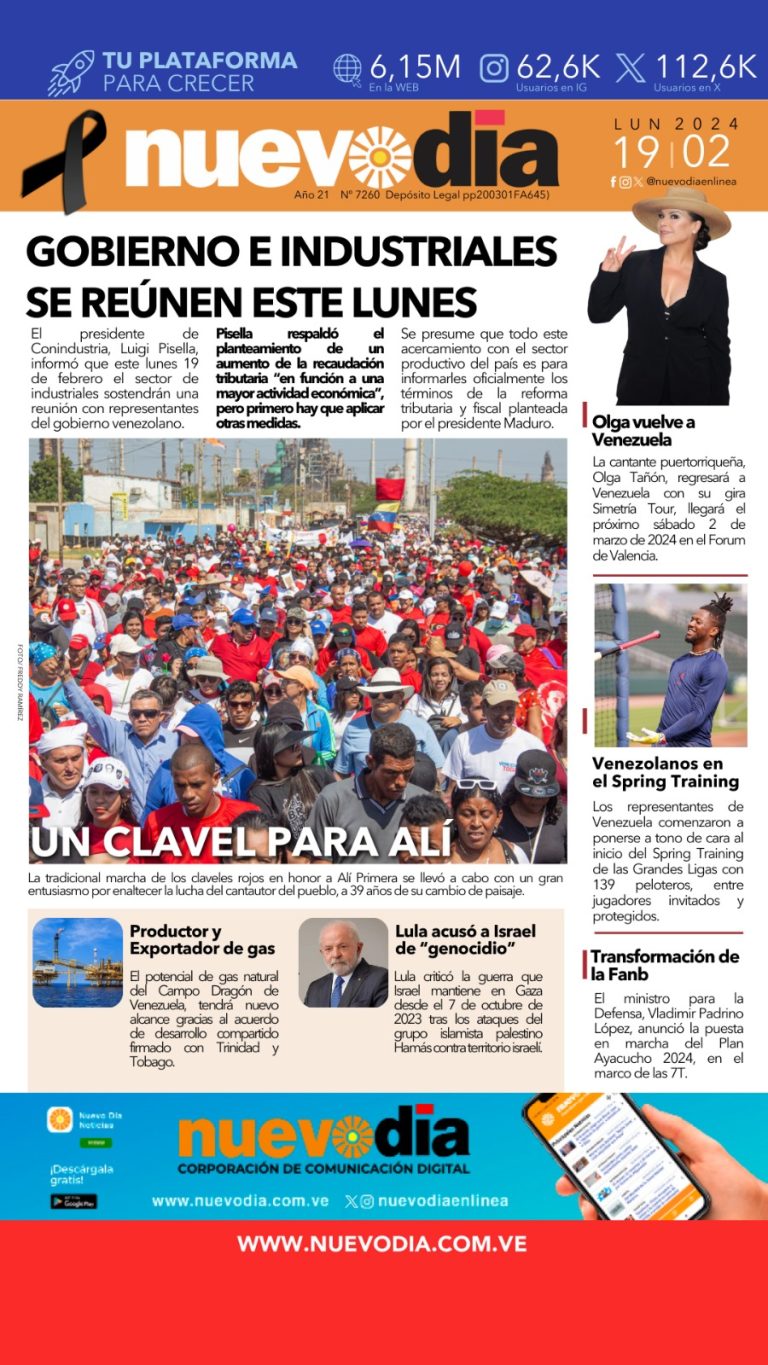 Portada lunes 19 de febrero de 2024