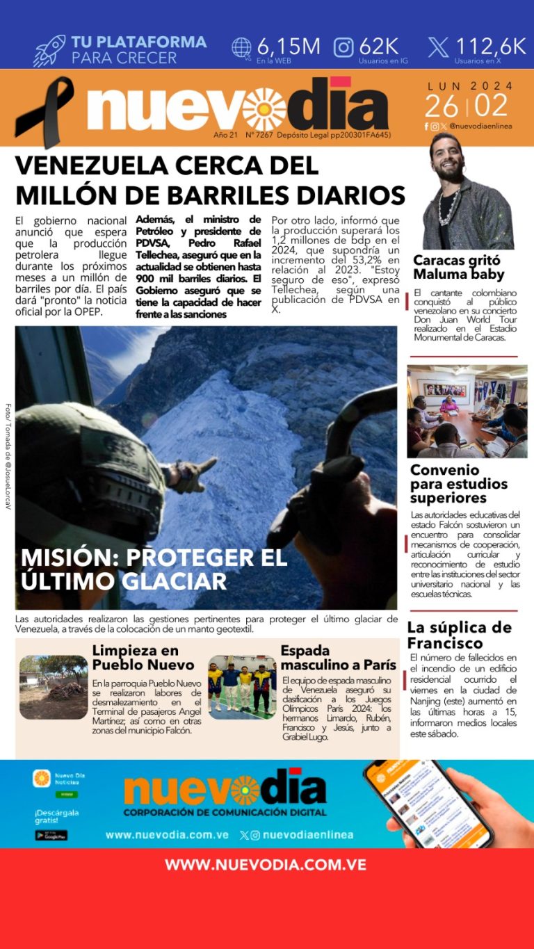 Portada lunes 26 de febrero