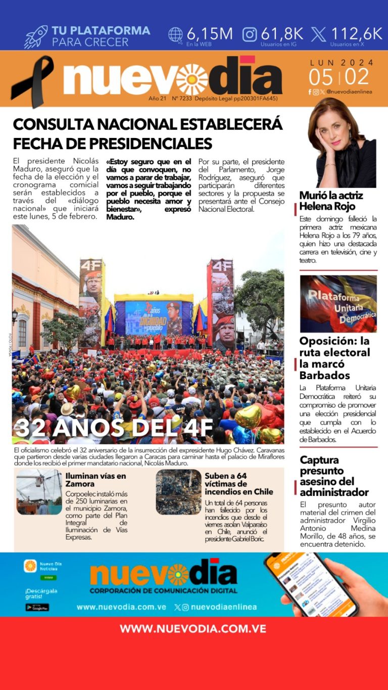 Portada lunes 5 de febrero de 2024