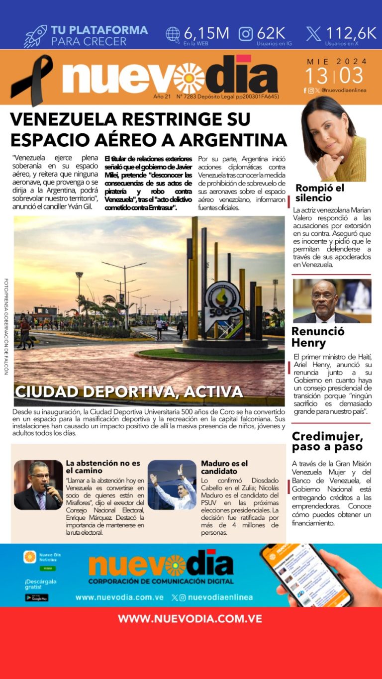 Portada miércoles 13 de marzo de 2024