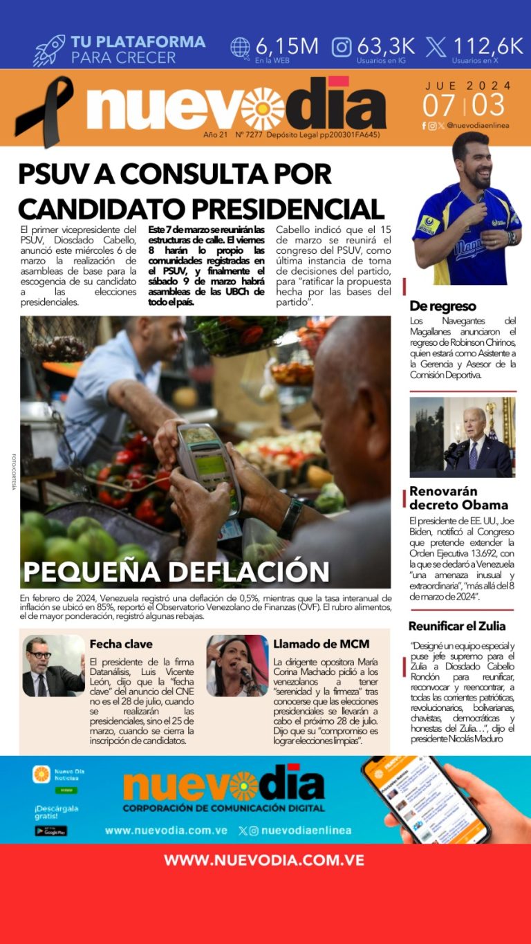 Portada jueves 7 de marzo de 2024