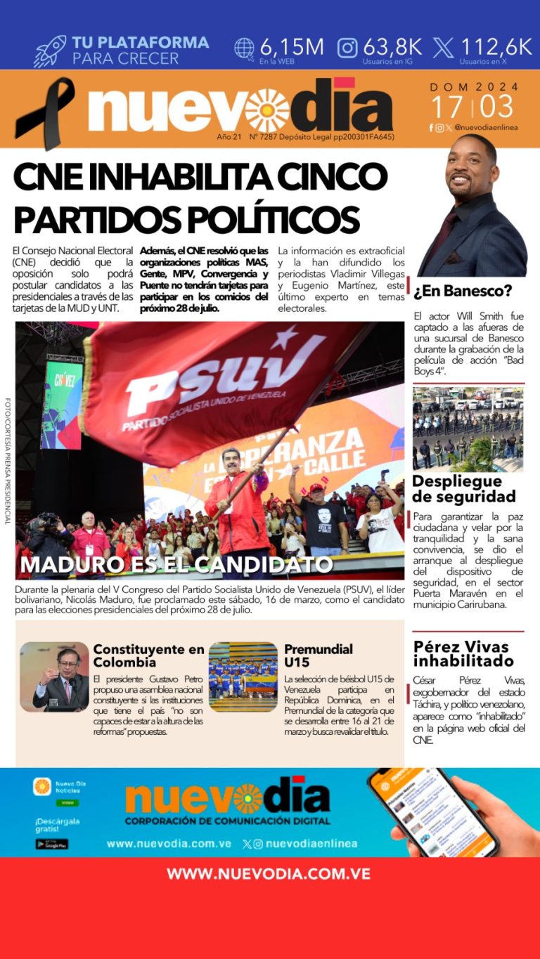 Portada domingo 17 de marzo