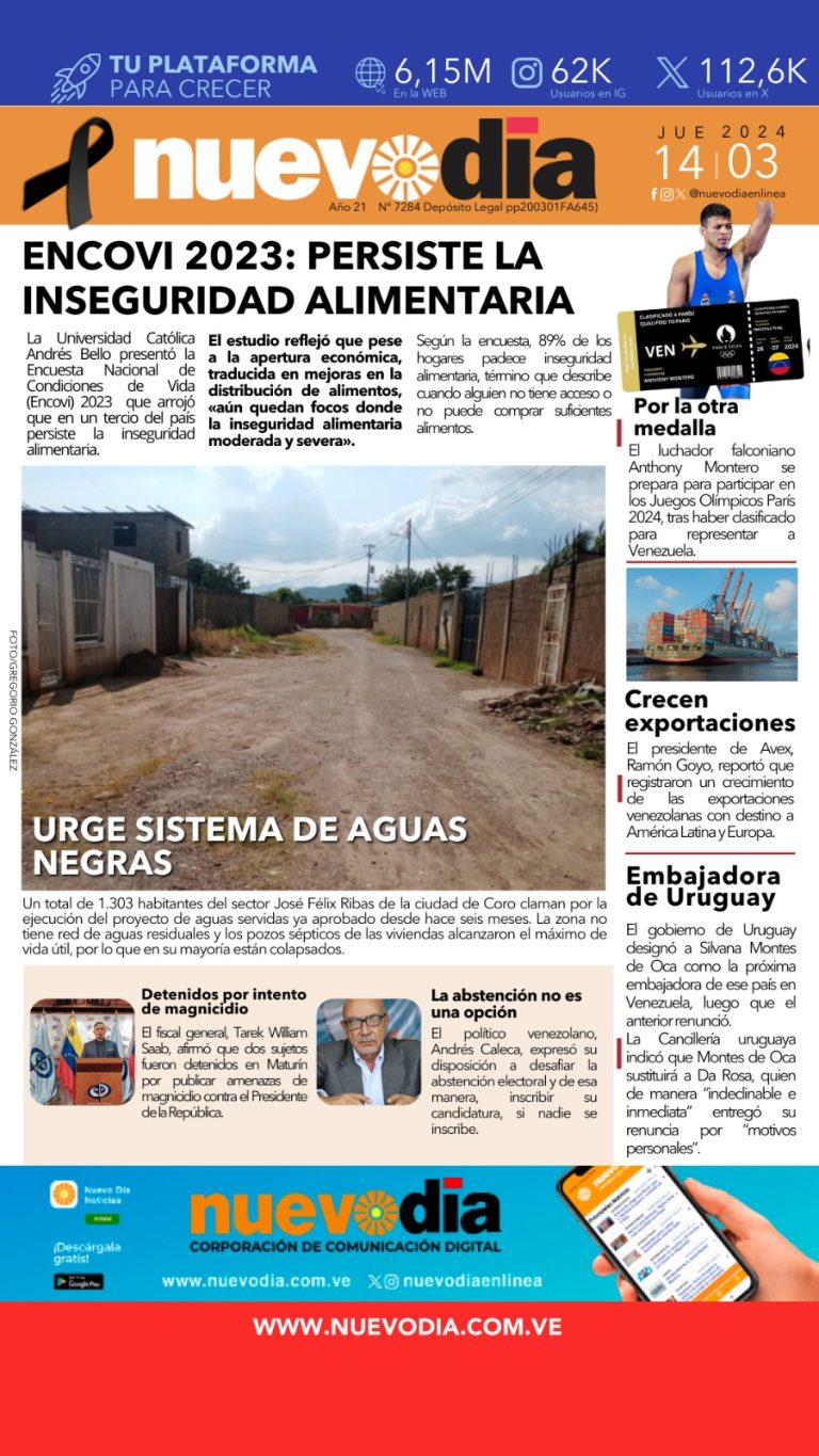 Portada jueves 14 de marzo