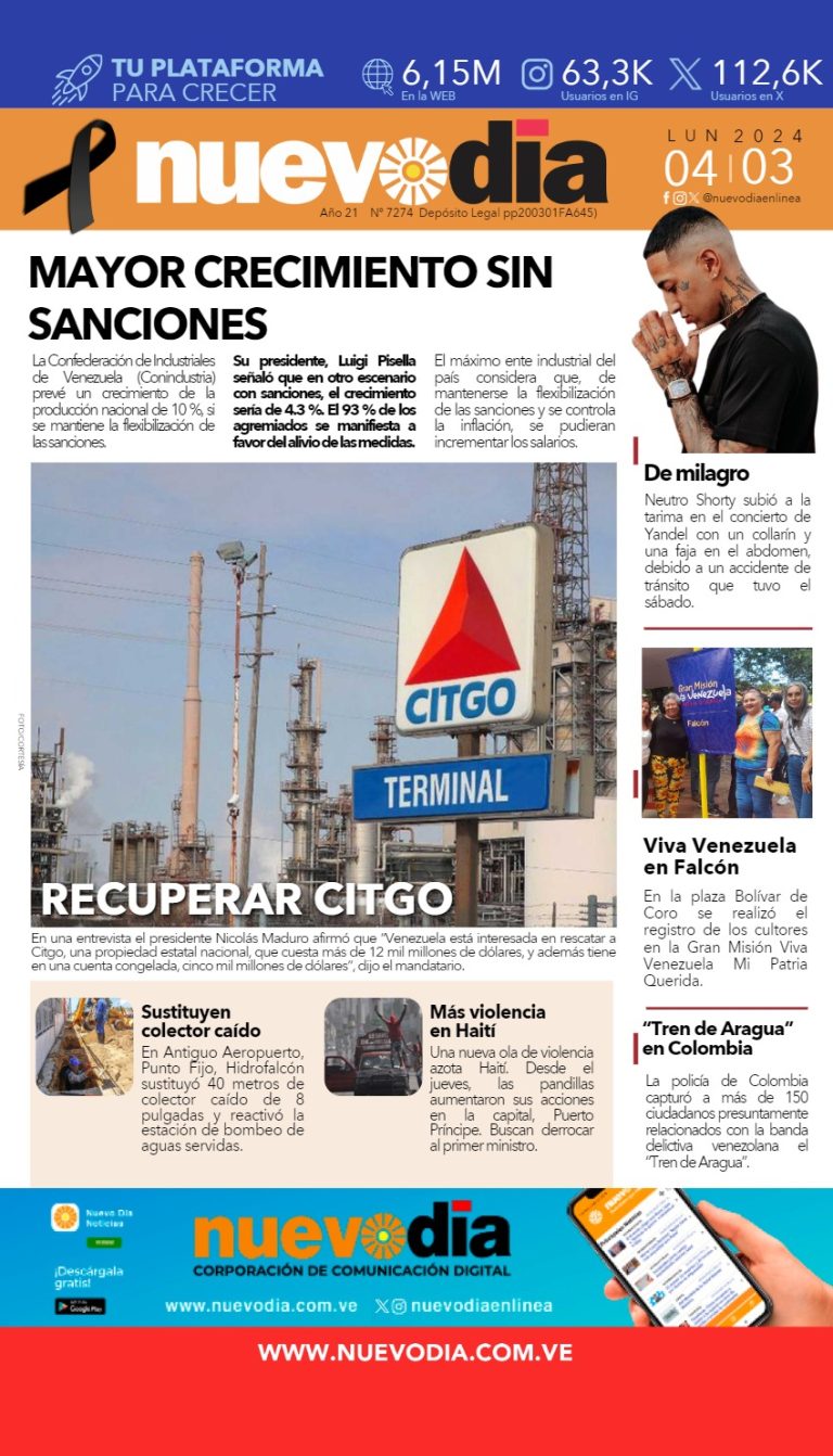 Portada lunes 4 de marzo de 2024