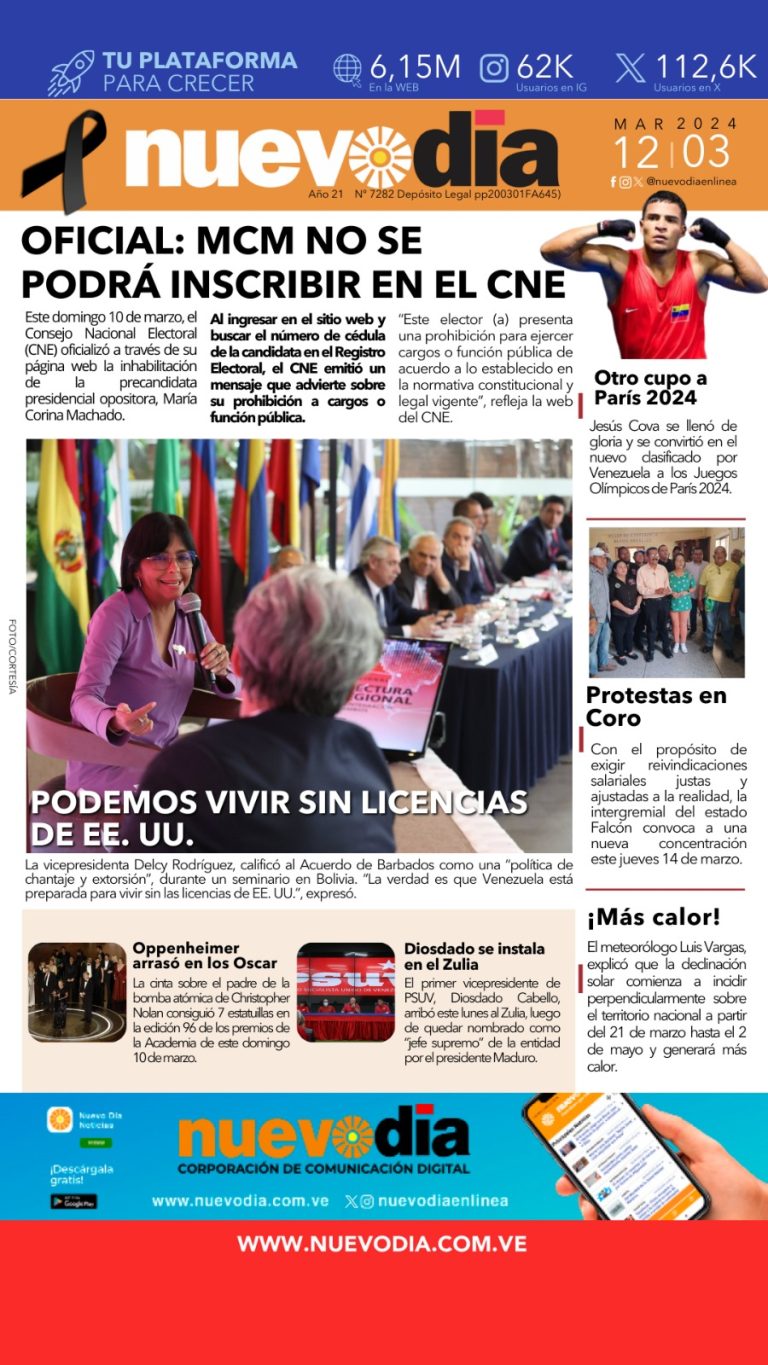 Portada martes 12 de marzo de 2024