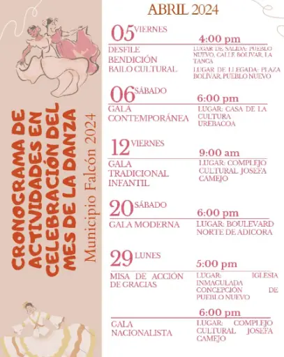 El 29 de abril se celebra el Día Internacional de la Danza, un evento cultural que cumple 15 años celebrándose en el municipio Falcón.