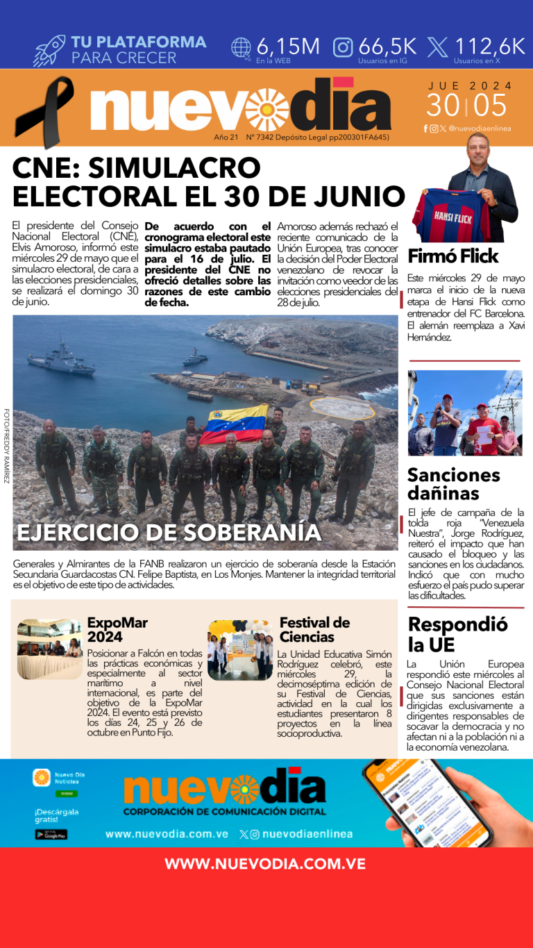 Portada jueves 30 de mayo de 2024