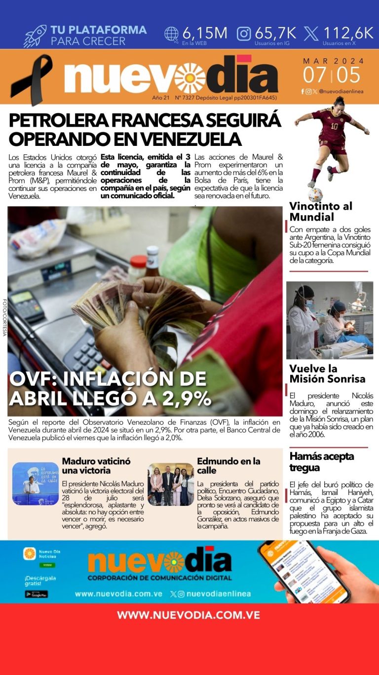 Portada martes 7 de mayo de 2024