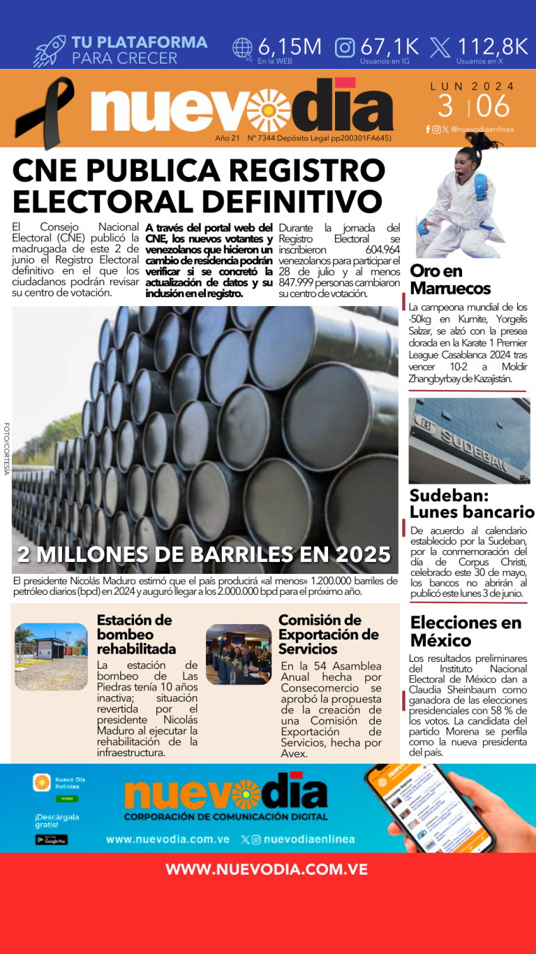 Portada lunes 3 de junio de 2024