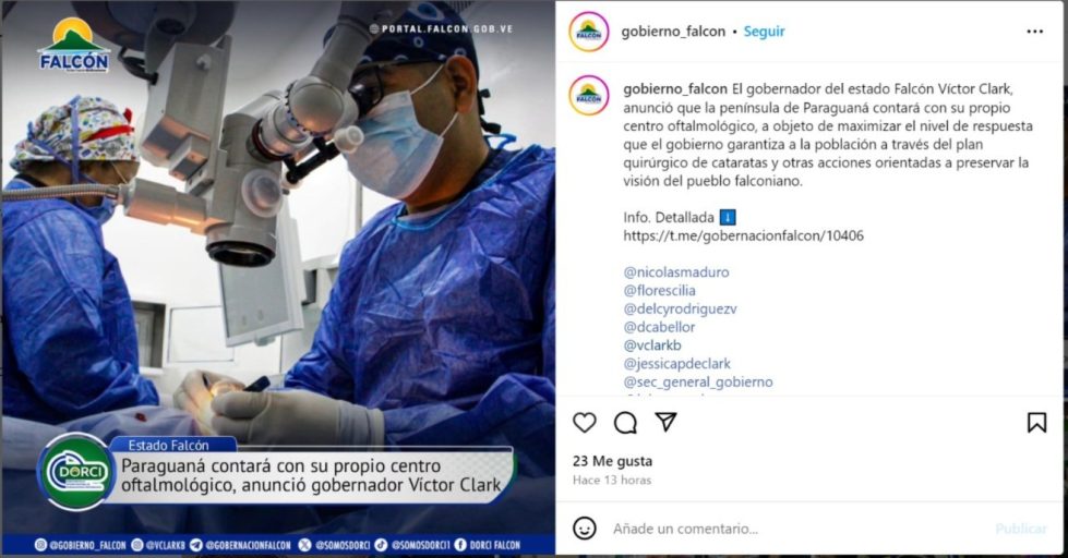 Clark: Paraguaná contará con su propio centro oftalmológico