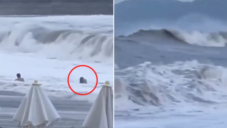 Joven fue arrastrada por la corriente en playa (VIDEO VIRAL)