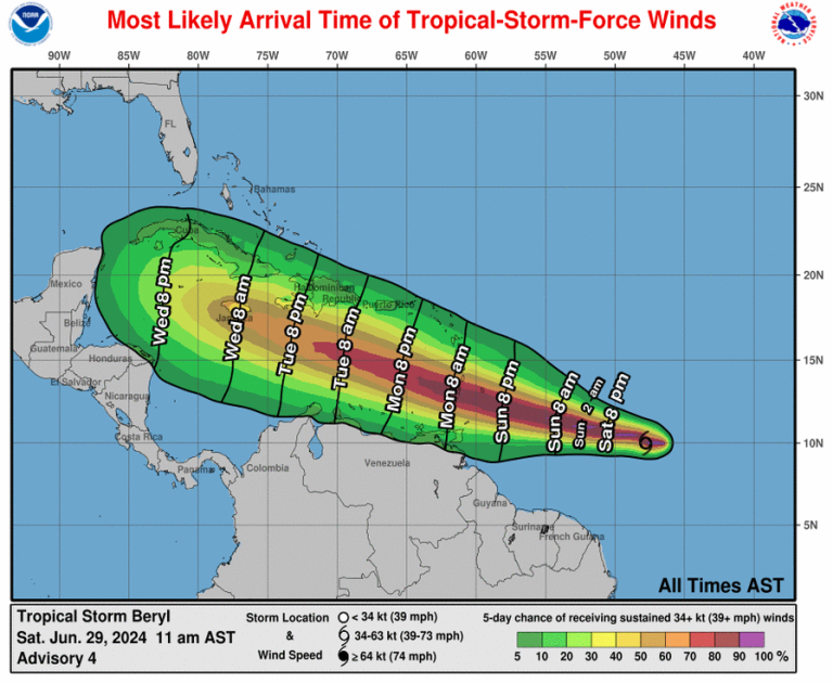 Tormenta tropical Beryl puede ser el primer huracán de 2024